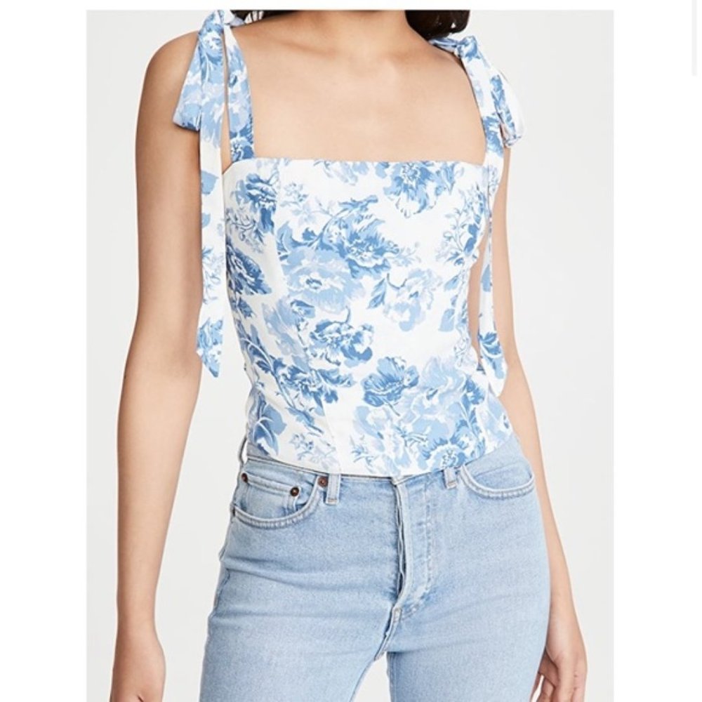 Reformation Blue Floral Top